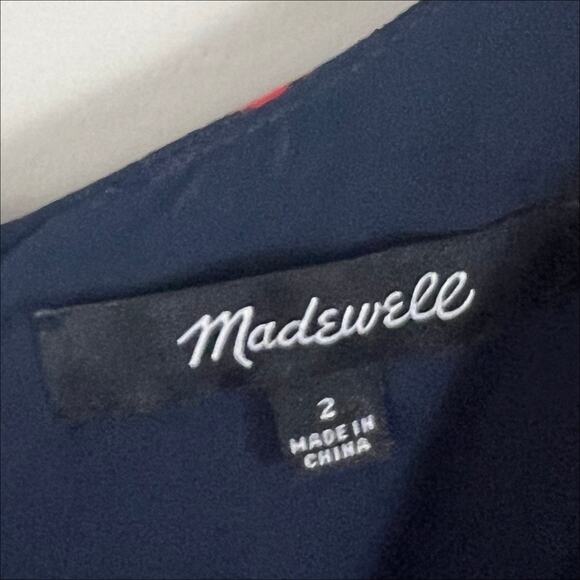 Madewell Ruffle Strap Mini Dress in Navy Confetti Floral Print Size 2 - Picture 7 of 8
